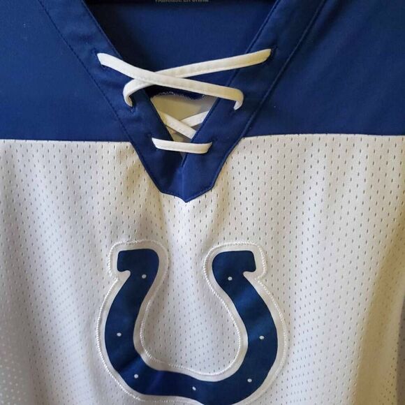 NFL Majestic Colts Indianapolis Jersey Lace Up Shirt Womens SZ L - Picture 4 of 8